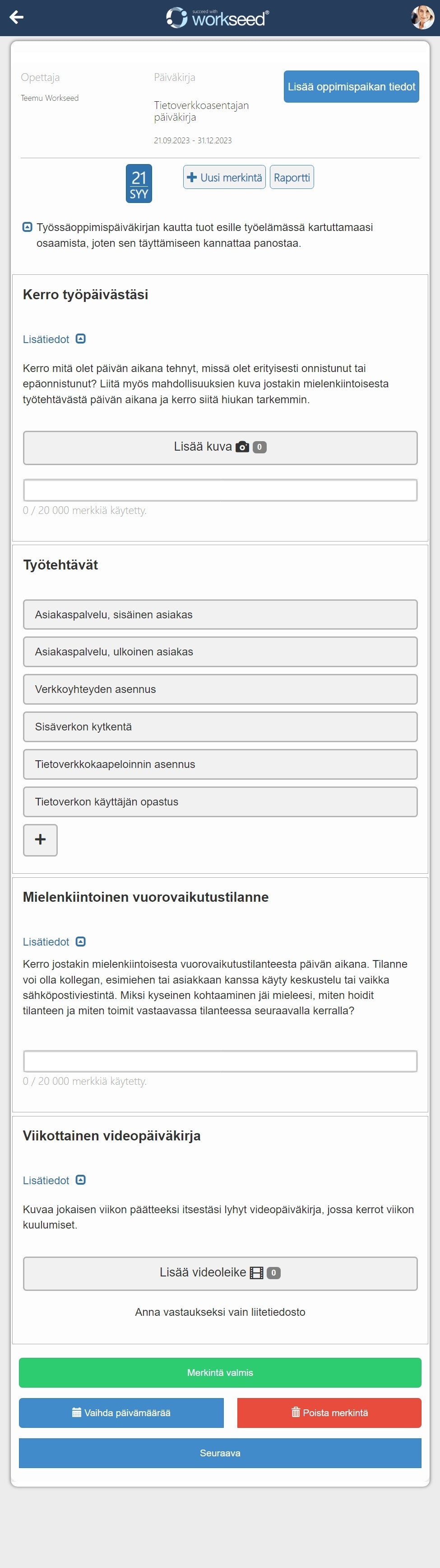Tietoverkkoasentajan päiväkirja