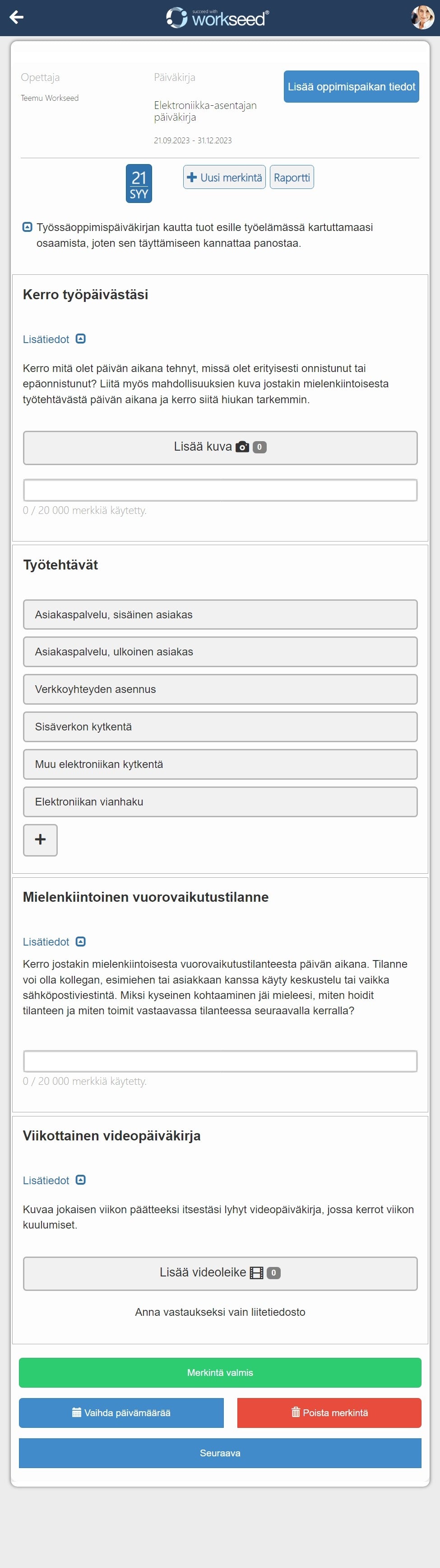 Elektroniikka-asentajan päiväkirja