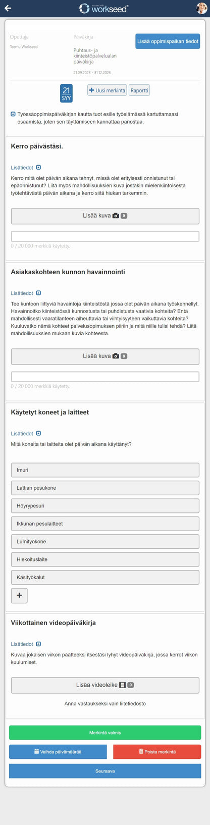 Puhtaus- ja kiinteistöpalvelualan päiväkirja